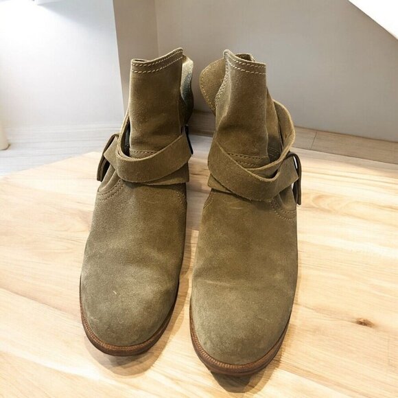 UGG Elora Women’s Suede Crisscross Strap Ankle boots booties sz 9 Beige Y2K - Picture 5 of 7